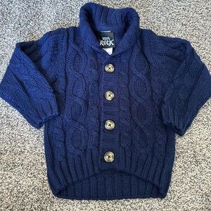 Boys Rock Navy Cable Knit Sweater